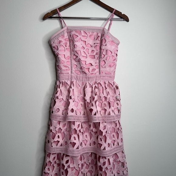 Chi Chi London Pink Lace Mini Dress Size US 2 - Picture 3 of 10